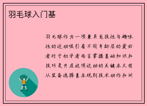 羽毛球入门基