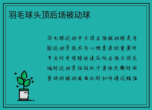 羽毛球头顶后场被动球