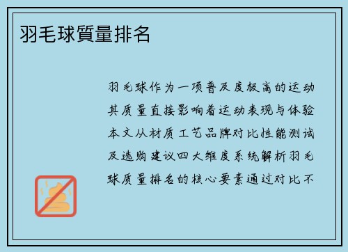 羽毛球質量排名